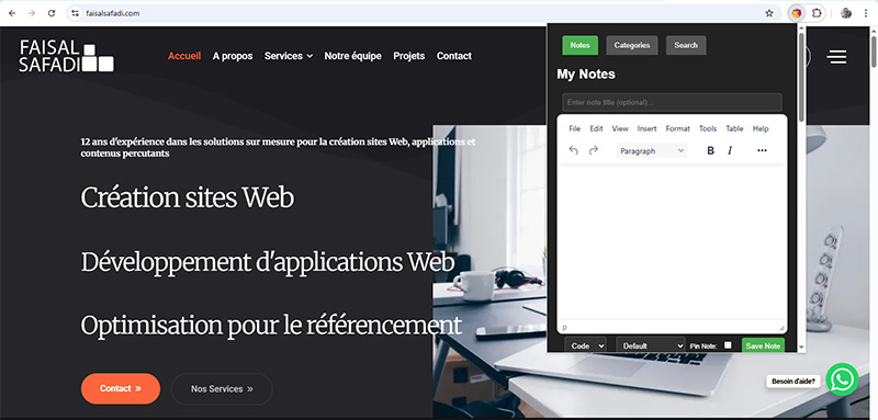 My Dev Notes : Une Extension Chrome pour Développeurs, un Projet de Web Development Complet