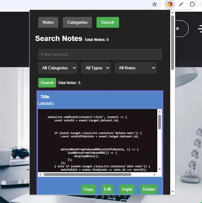 My Dev Notes : Une Extension Chrome pour Développeurs, un Projet de Web Development Complet